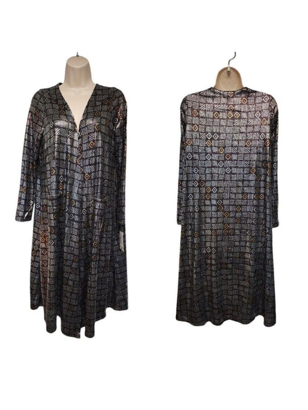 LULAROE SARAH SIZE MEDIUM LONG CARDIGAN GEOMETRIC PRINT SIZE SMALL